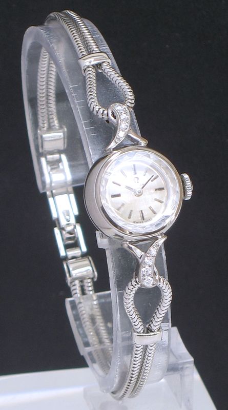 fig 1. WONDERFUL SOLID 18CT WHITE GOLD AND DIAMOND OMEGA LADIES COCKTAIL WATCH C1958