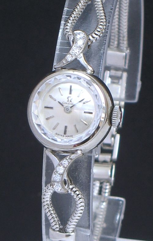 fig 2. WONDERFUL SOLID 18CT WHITE GOLD AND DIAMOND OMEGA LADIES COCKTAIL WATCH C1958