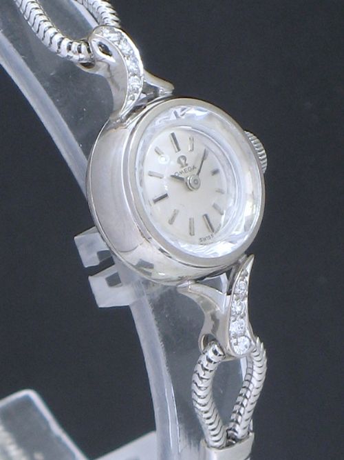 fig 3. WONDERFUL SOLID 18CT WHITE GOLD AND DIAMOND OMEGA LADIES COCKTAIL WATCH C1958