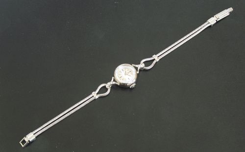 fig 4. WONDERFUL SOLID 18CT WHITE GOLD AND DIAMOND OMEGA LADIES COCKTAIL WATCH C1958