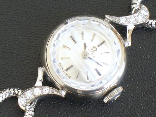 fig 5. WONDERFUL SOLID 18CT WHITE GOLD AND DIAMOND OMEGA LADIES COCKTAIL WATCH C1958