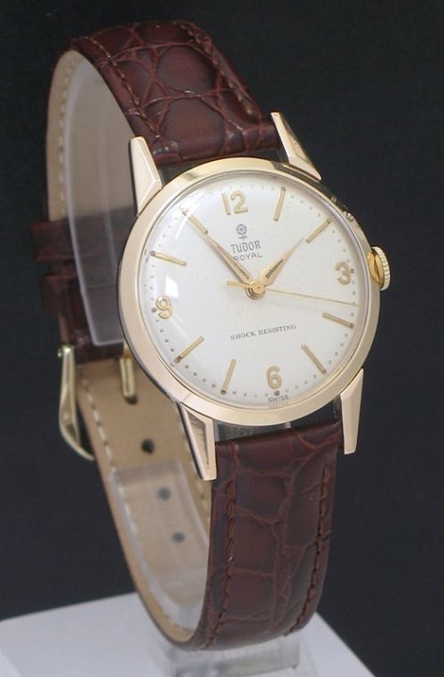 fig 1. COMPLETELY ORIGINAL SOLID 9CT GOLD ROLEX TUDOR ROYAL MENS VINTAGE WATCH WITH BOX AND PAPERS C1957