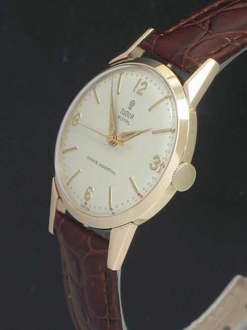 fig 4. COMPLETELY ORIGINAL SOLID 9CT GOLD ROLEX TUDOR ROYAL MENS VINTAGE WATCH WITH BOX AND PAPERS C1957