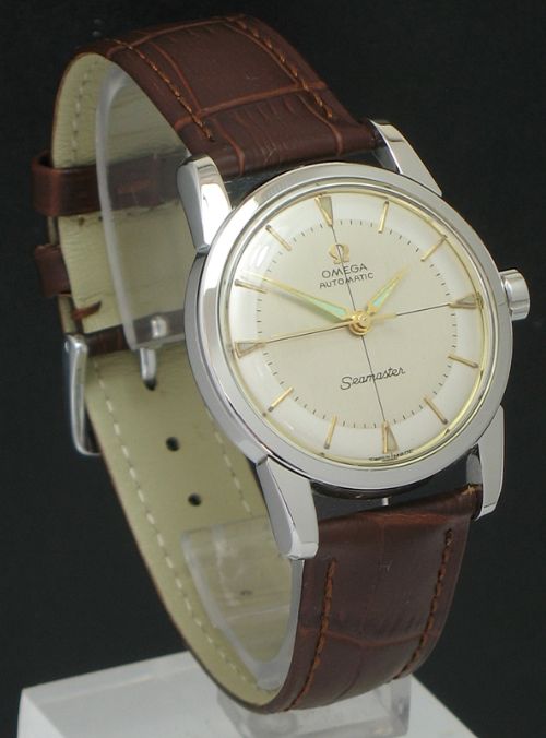 fig 1. WONDERFUL OMEGA SEAMASTER CALIBRE 501 AUTOMATIC TWO TONE DIAL MENS VINTAGE WATCH C1955