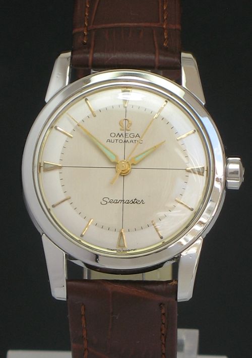 fig 5. WONDERFUL OMEGA SEAMASTER CALIBRE 501 AUTOMATIC TWO TONE DIAL MENS VINTAGE WATCH C1955