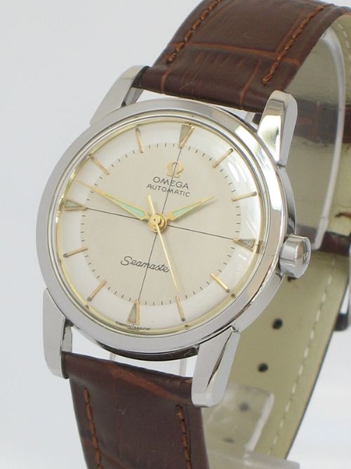 fig 6. WONDERFUL OMEGA SEAMASTER CALIBRE 501 AUTOMATIC TWO TONE DIAL MENS VINTAGE WATCH C1955