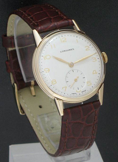 fig 1. SUPERB SOLID 9CT GOLD LONGINES 12.68Z MENS VINTAGE WATCH C1951