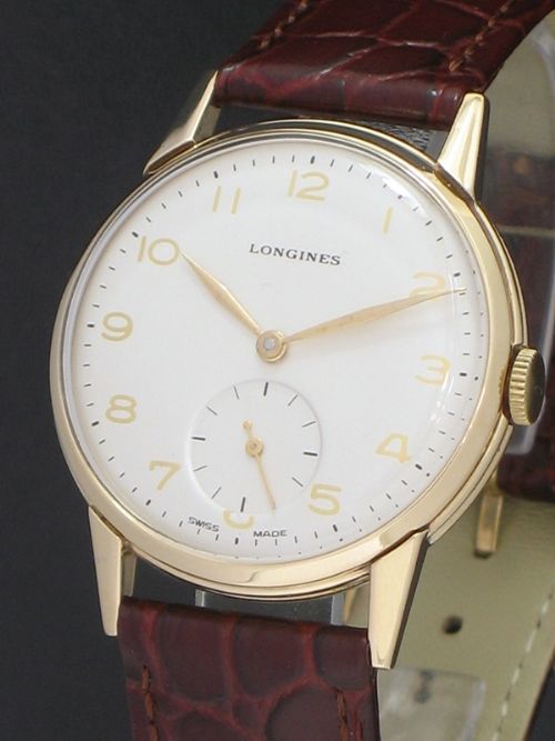 fig 2. SUPERB SOLID 9CT GOLD LONGINES 12.68Z MENS VINTAGE WATCH C1951