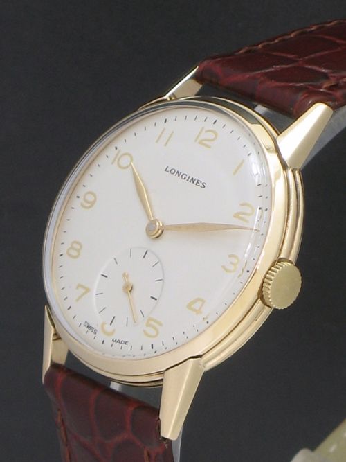fig 3. SUPERB SOLID 9CT GOLD LONGINES 12.68Z MENS VINTAGE WATCH C1951