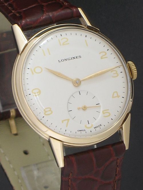 fig 6. SUPERB SOLID 9CT GOLD LONGINES 12.68Z MENS VINTAGE WATCH C1951