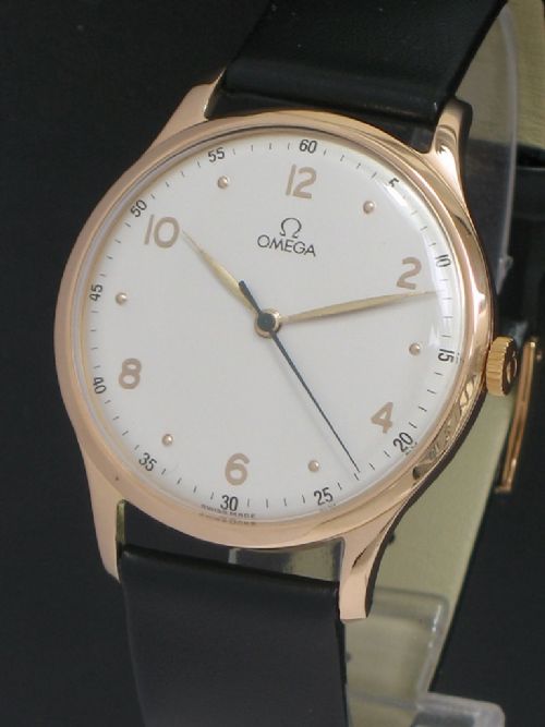 fig 1. RARE SOLID 14CT ROSE GOLD OMEGA TRESOR OVERSIZE CALIBRE 280 MENS VINTAGE WATCH C1949