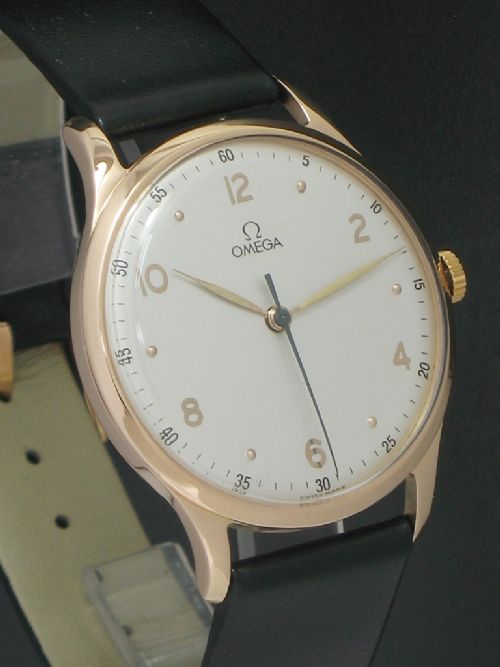 fig 2. RARE SOLID 14CT ROSE GOLD OMEGA TRESOR OVERSIZE CALIBRE 280 MENS VINTAGE WATCH C1949