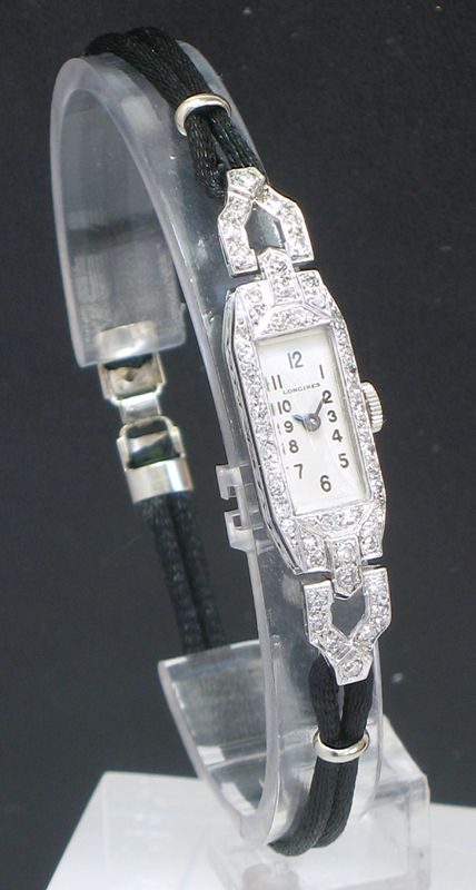 fig 2. LOVELY LONGINES PLATINUM AND DIAMOND ART DECO LADIES COCKTAIL WATCH C1930