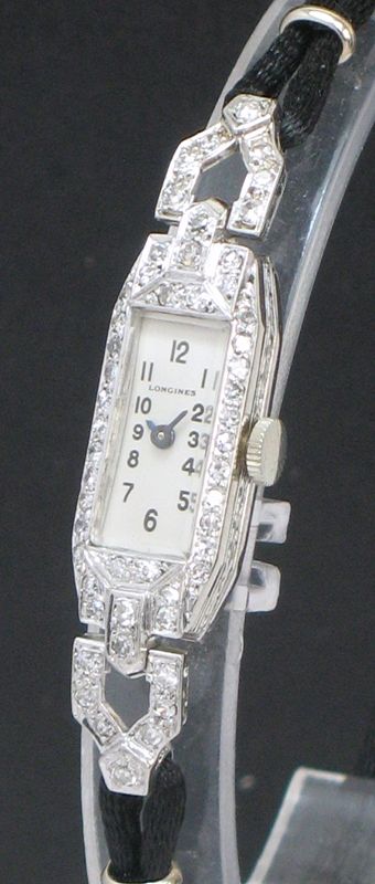 fig 3. LOVELY LONGINES PLATINUM AND DIAMOND ART DECO LADIES COCKTAIL WATCH C1930
