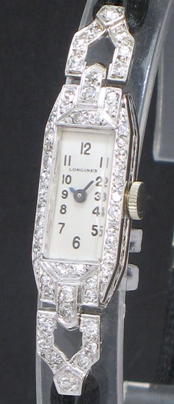fig 4. LOVELY LONGINES PLATINUM AND DIAMOND ART DECO LADIES COCKTAIL WATCH C1930