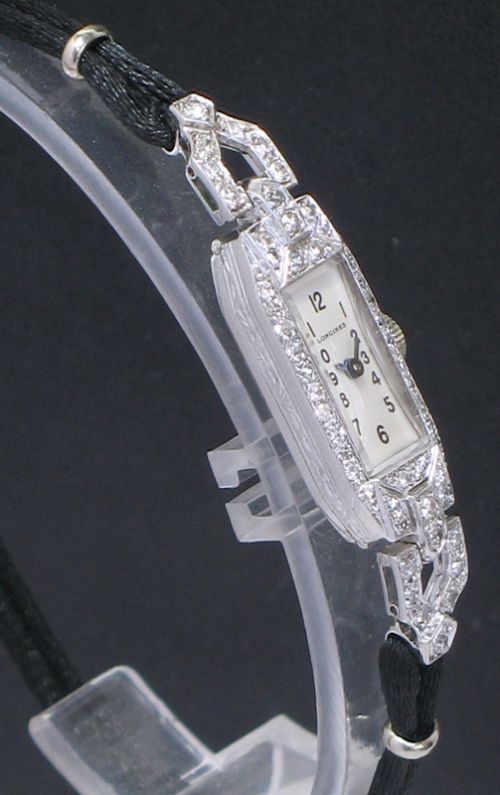 fig 5. LOVELY LONGINES PLATINUM AND DIAMOND ART DECO LADIES COCKTAIL WATCH C1930