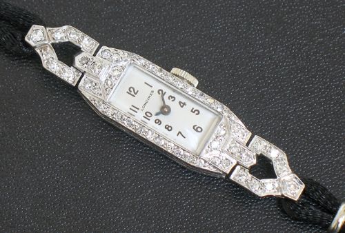 fig 7. LOVELY LONGINES PLATINUM AND DIAMOND ART DECO LADIES COCKTAIL WATCH C1930