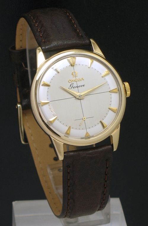 Superb Solid 9ct Gold Omega Geneve Two Tone Dial Mens Vintage Watch C1959