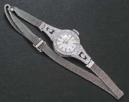 fig 5. BEAUTIFUL OMEGA PLATINUM AND DIAMOND LADIES COCKTAIL WATCH C1950