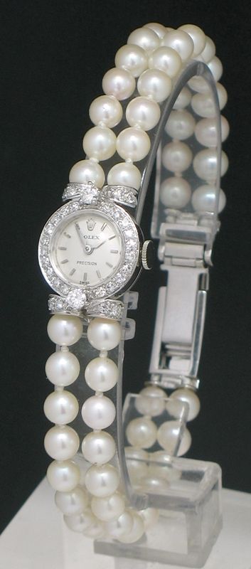 Breathtaking and Unique Rolex Precision Diamonds and Pearls Ladies Cocktail Watch C1950