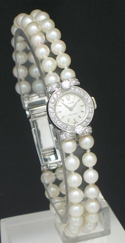 fig 1. BREATHTAKING AND UNIQUE ROLEX PRECISION DIAMONDS AND PEARLS LADIES COCKTAIL WATCH C1950