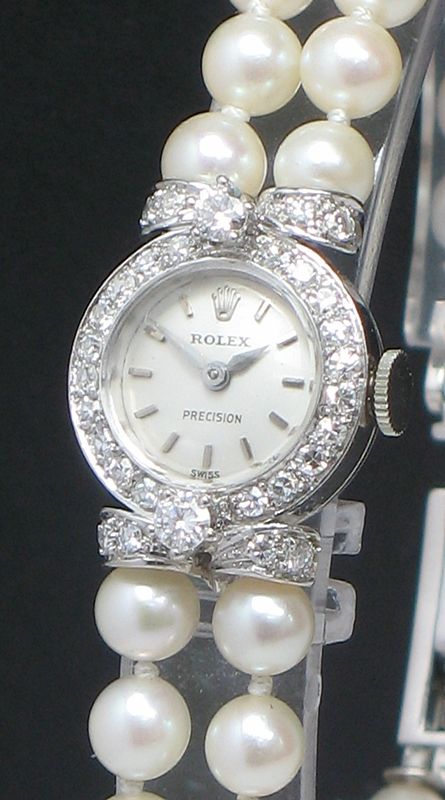 fig 2. BREATHTAKING AND UNIQUE ROLEX PRECISION DIAMONDS AND PEARLS LADIES COCKTAIL WATCH C1950