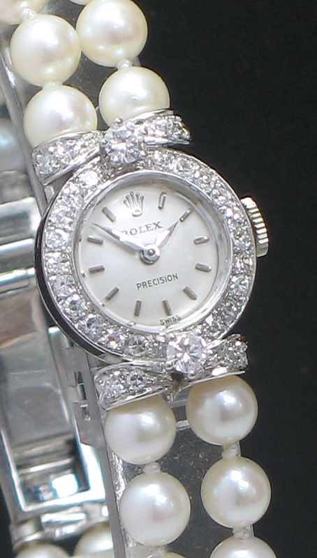 fig 3. BREATHTAKING AND UNIQUE ROLEX PRECISION DIAMONDS AND PEARLS LADIES COCKTAIL WATCH C1950