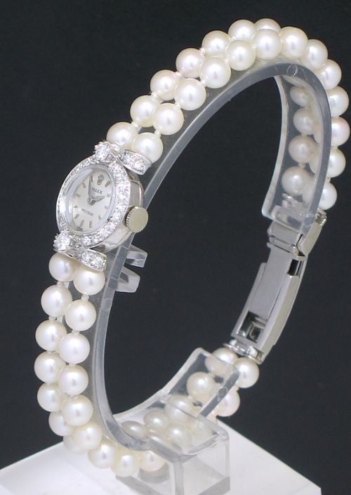 fig 4. BREATHTAKING AND UNIQUE ROLEX PRECISION DIAMONDS AND PEARLS LADIES COCKTAIL WATCH C1950