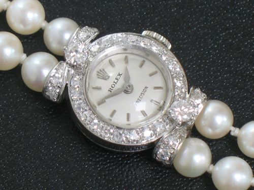 fig 7. BREATHTAKING AND UNIQUE ROLEX PRECISION DIAMONDS AND PEARLS LADIES COCKTAIL WATCH C1950