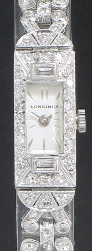 fig 2. EXQUISITE LONGINES PLATINUM AND DIAMOND ART DECO LADIES COCKTAIL WATCH C1935