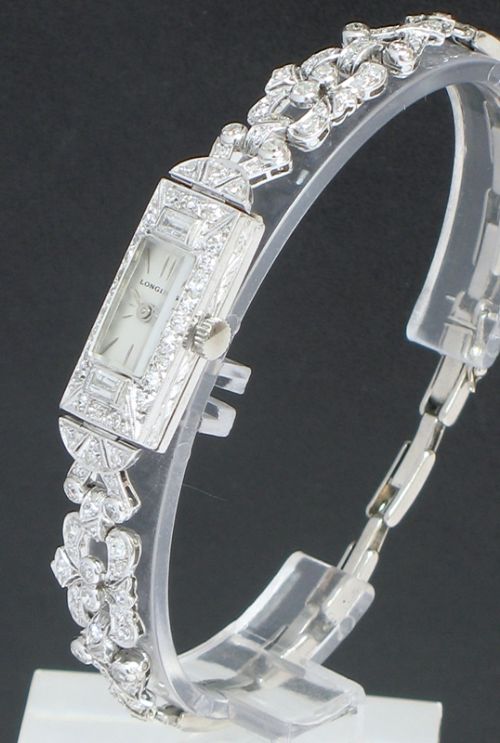 fig 3. EXQUISITE LONGINES PLATINUM AND DIAMOND ART DECO LADIES COCKTAIL WATCH C1935