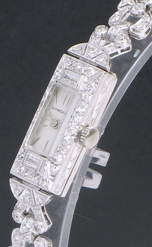 fig 4. EXQUISITE LONGINES PLATINUM AND DIAMOND ART DECO LADIES COCKTAIL WATCH C1935