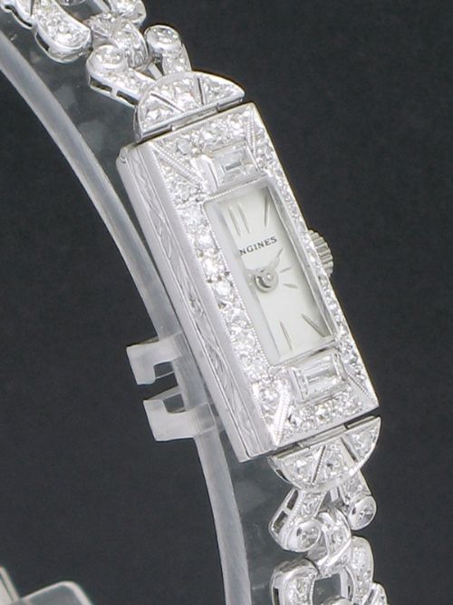 fig 6. EXQUISITE LONGINES PLATINUM AND DIAMOND ART DECO LADIES COCKTAIL WATCH C1935