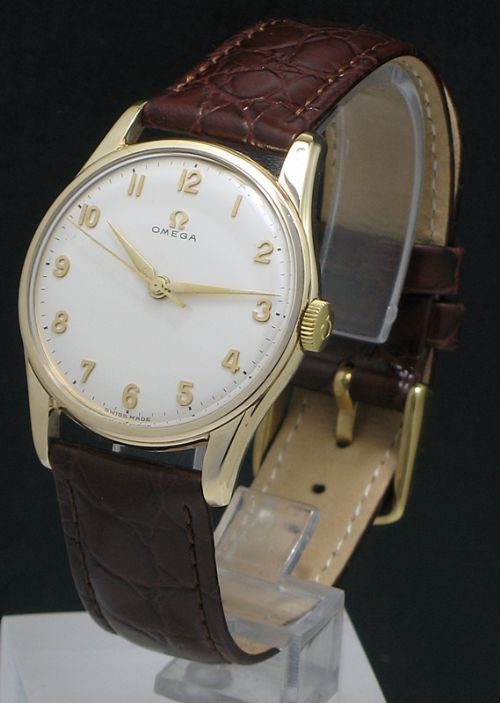 fig 1. SUPERB COMPLETELY ORIGINAL SOLID 9CT GOLD OMEGA CALIBRE 285 MENS VINTAGE WATCH C1959