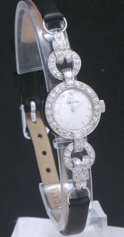 Beautiful Solid 18ct White Gold and Diamond Omega Ladies Cocktail Watch C1950