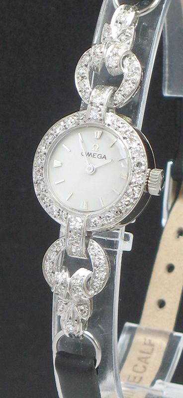 fig 2. BEAUTIFUL SOLID 18CT WHITE GOLD AND DIAMOND OMEGA LADIES COCKTAIL WATCH C1950