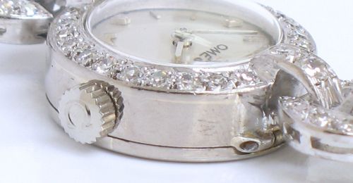 fig 9. BEAUTIFUL SOLID 18CT WHITE GOLD AND DIAMOND OMEGA LADIES COCKTAIL WATCH C1950