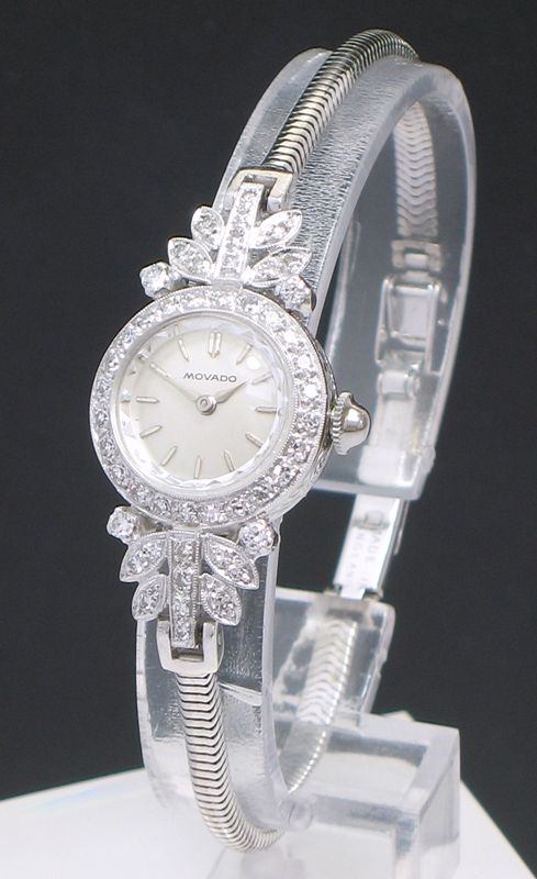 fig 1. STUNNING PLATINUM AND DIAMOND MOVADO LADIES COCKTAIL WATCH C1940
