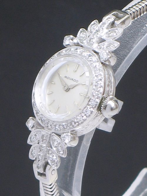fig 2. STUNNING PLATINUM AND DIAMOND MOVADO LADIES COCKTAIL WATCH C1940