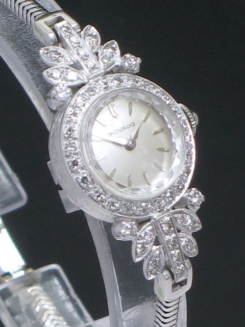 fig 3. STUNNING PLATINUM AND DIAMOND MOVADO LADIES COCKTAIL WATCH C1940