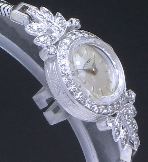 fig 5. STUNNING PLATINUM AND DIAMOND MOVADO LADIES COCKTAIL WATCH C1940