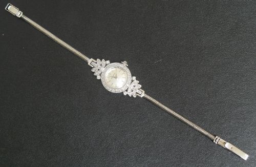 fig 8. STUNNING PLATINUM AND DIAMOND MOVADO LADIES COCKTAIL WATCH C1940