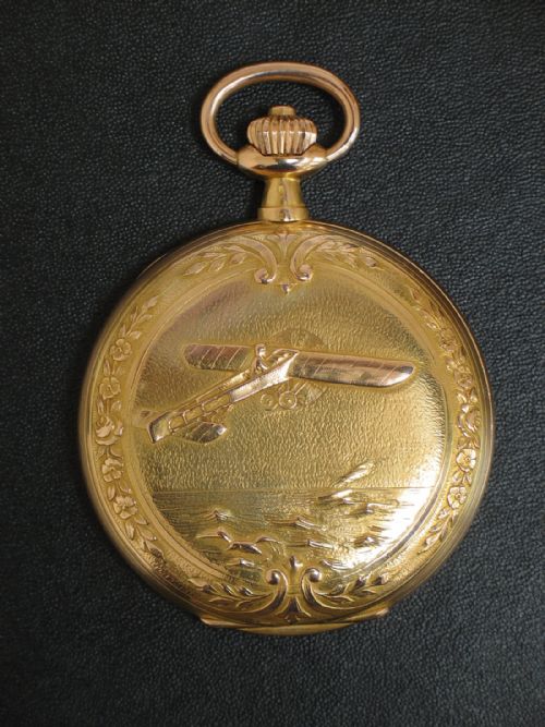 Extremely Rare Solid 18ct 18k Gold Longines Full Hunter Pocket Watch to Commemorate Louis Bleriot C1909