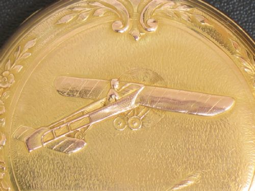fig 1. EXTREMELY RARE SOLID 18CT 18K GOLD LONGINES FULL HUNTER POCKET WATCH TO COMMEMORATE LOUIS BLERIOT C1909