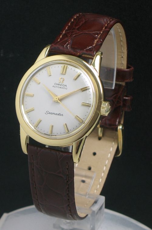 fig 1. STUNNING SOLID 18CT GOLD OMEGA SEAMASTER AUTOMATIC BUMPER MENS VINTAGE WATCH C1954
