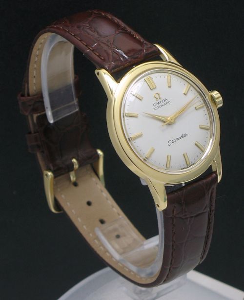 fig 2. STUNNING SOLID 18CT GOLD OMEGA SEAMASTER AUTOMATIC BUMPER MENS VINTAGE WATCH C1954