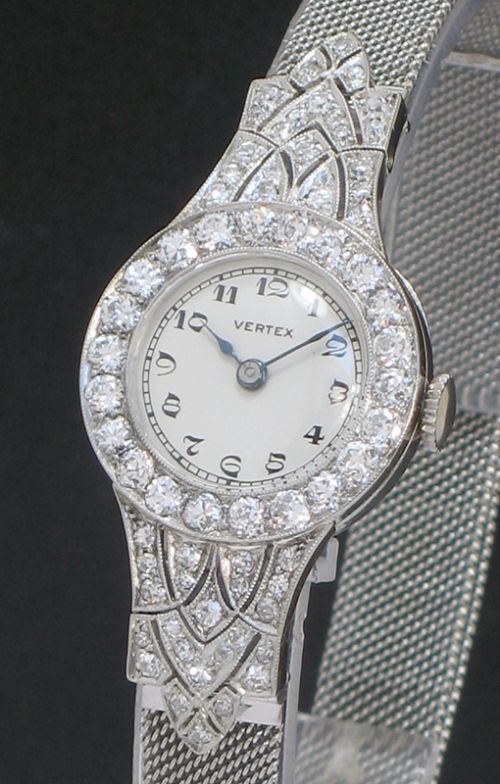 fig 2. ABSOLUTELY STUNNING VERTEX PLATINUM AND 2.5CT DIAMOND ART DECO LADIES COCKTAIL WATCH C1930