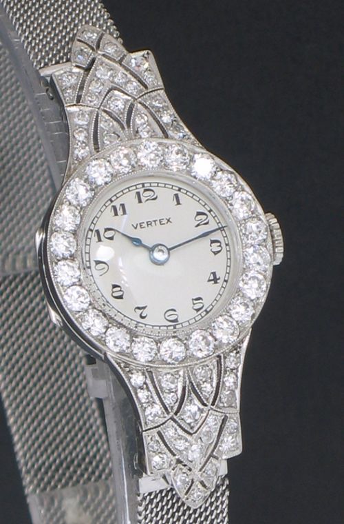 fig 4. ABSOLUTELY STUNNING VERTEX PLATINUM AND 2.5CT DIAMOND ART DECO LADIES COCKTAIL WATCH C1930