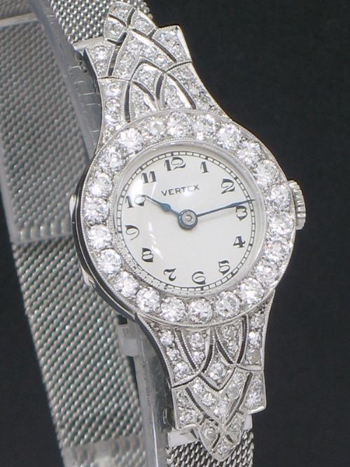 fig 5. ABSOLUTELY STUNNING VERTEX PLATINUM AND 2.5CT DIAMOND ART DECO LADIES COCKTAIL WATCH C1930