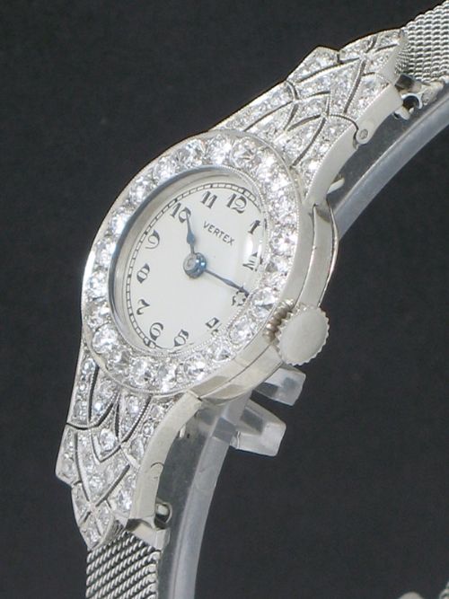 fig 6. ABSOLUTELY STUNNING VERTEX PLATINUM AND 2.5CT DIAMOND ART DECO LADIES COCKTAIL WATCH C1930